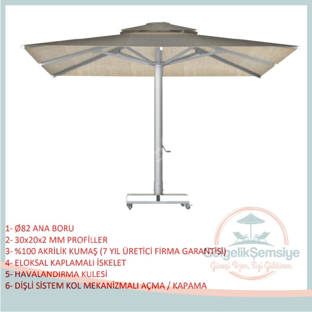82 MM GÖVDELİ BODRUM KLASİK TELESKOPİK ŞEMSİYE (KARE)