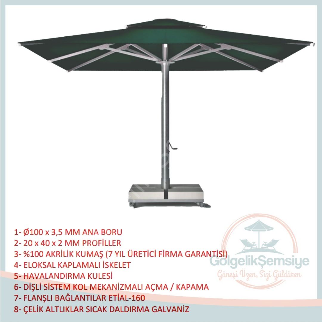100 MM GÖVDELİ KAŞ KLASİK TELESKOPİK ŞEMSİYE (KARE)